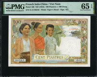 인도차이나 French Indo-China 1954 100 Piastres(100 Dong) P108, PMG 65 EPQ GEM UNC 완전미사용